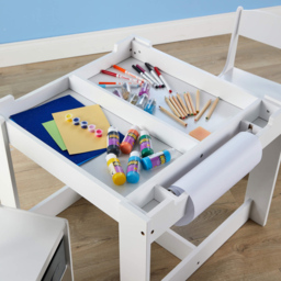 Home Source Amos Kids Activity Table and Chair Set - Size: 48 x 60 x 60cm - White - Wilko - thumbnail 4