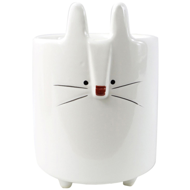 Leaf White Ceramic Rabbit Planter 15cm - Size: 15 x 10 x 10cm - Wilko - image 1