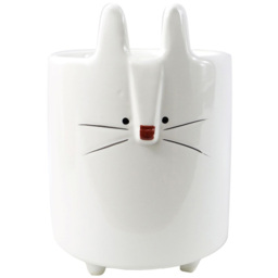 Leaf White Ceramic Rabbit Planter 15cm - Size: 15 x 10 x 10cm - Wilko