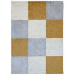 Homemaker Ochre Blocks Snug Shaggy Rug 120 x 170cm - Yellow - Wilko
