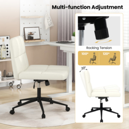 Costway Beige PU Leather Upholstered Office Chair - Size: 67 x 57 x 34cm - Cream - Wilko - thumbnail 6