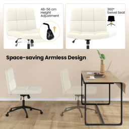 Costway Beige PU Leather Upholstered Office Chair - Size: 67 x 57 x 34cm - Cream - Wilko - thumbnail 7