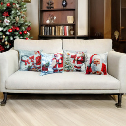 Xmas Haus Festive Santa and Robin Christmas Cushion 40 x 40cm - Size: 400 x 400 x 150cm - White - Wilko - thumbnail 5