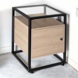 tectake Dudley 3 Shelf Light Wood Oak Sonoma Nightstand - Size: Single Door - Brown - Wilko - thumbnail 1