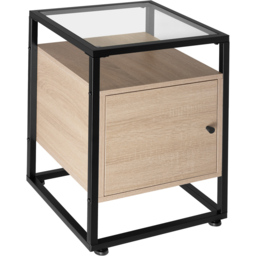 tectake Dudley 3 Shelf Light Wood Oak Sonoma Nightstand - Size: Single Door - Brown - Wilko - thumbnail 3