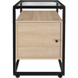 tectake Dudley 3 Shelf Light Wood Oak Sonoma Nightstand - Size: Single Door - Brown - Wilko - thumbnail 4