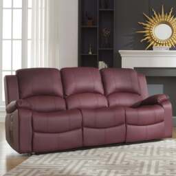Glendale 3 Seater Burgundy Bonded Leather Electric Recliner Sofa - Red - Artemis Home - Wilko