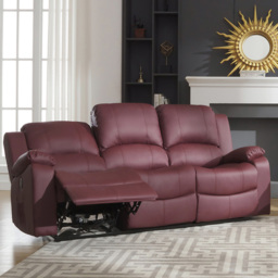 Glendale 3 Seater Burgundy Bonded Leather Electric Recliner Sofa - Red - Artemis Home - Wilko - thumbnail 3