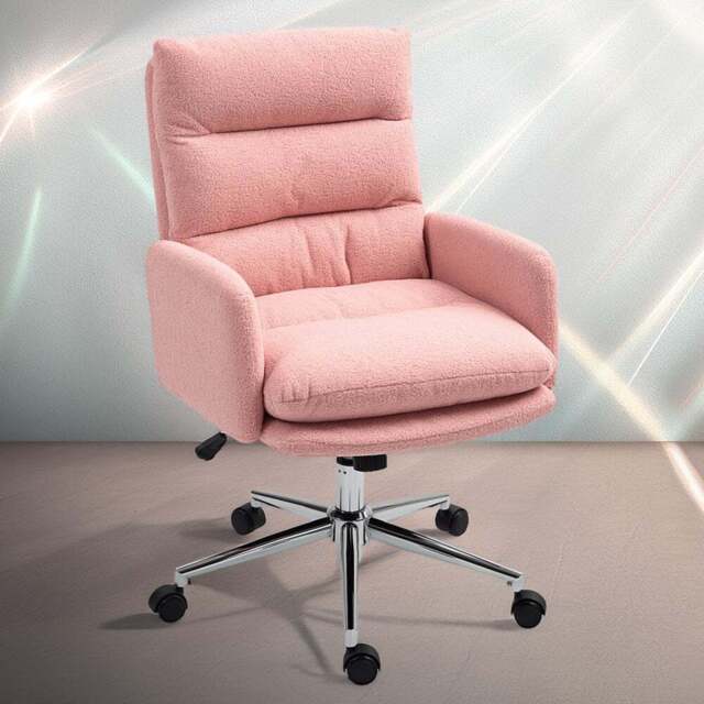 Portland Pink Upholstered Height Adjustable Office Desk Chair - Size: 99 x 58 x 67cm - Wilko - image 1
