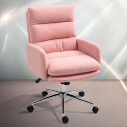 Portland Pink Upholstered Height Adjustable Office Desk Chair - Size: 99 x 58 x 67cm - Wilko - thumbnail 1