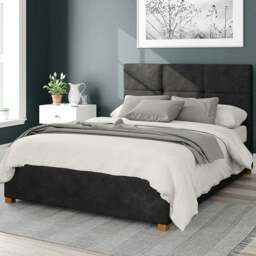 Aspire Caine Double Charcoal Kimiyo Linen Ottoman Bed - Grey - Aspire Beds - Wilko