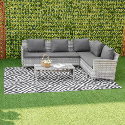 Outsunny Black and White Reversible Outdoor Rug 182 x 274cm - Size: 182 x 274 x 0.3cm - Wilko - thumbnail 3