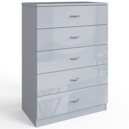 FWStyle Chilton 5 Drawer Grey Gloss Chest of Drawers - Wilko - thumbnail 3