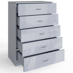 FWStyle Chilton 5 Drawer Grey Gloss Chest of Drawers - Wilko - thumbnail 4