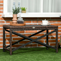 Outsunny PE Rattan Plastic Board Garden Coffee Table - Size: 43 x 80 x 40cm - Mixed Brown - Wilko