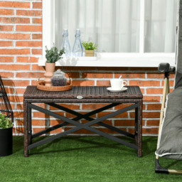 Outsunny PE Rattan Plastic Board Garden Coffee Table - Size: 43 x 80 x 40cm - Mixed Brown - Wilko - thumbnail 6