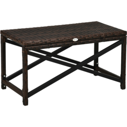 Outsunny PE Rattan Plastic Board Garden Coffee Table - Size: 43 x 80 x 40cm - Mixed Brown - Wilko - thumbnail 3
