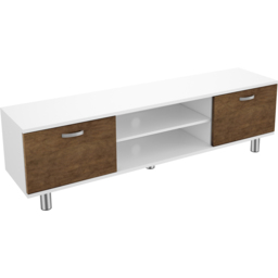 AVF Omaha 2 Door 2 Shelf Walnut and White TV Unit - Brown - AVF Group Ltd - Wilko - thumbnail 3