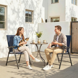 Outsunny Set of 2 Navy Blue Foldable Garden Chairs with High Back and Armrests - Wilko - thumbnail 5