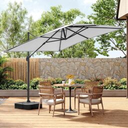 Living and Home Grey Square Rotatable Crank Cantilever Parasol with Reservoir Base 3m - Size: 250 x 300 x 300cm - Wilko - thumbnail 4
