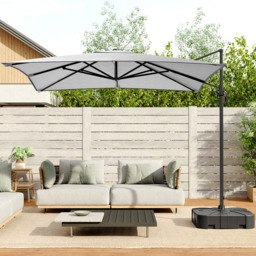 Living and Home Grey Square Rotatable Crank Cantilever Parasol with Reservoir Base 3m - Size: 250 x 300 x 300cm - Wilko - thumbnail 7