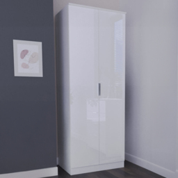 Crowndale Plymouth 2 Door White Tall Wardrobe Ready Assembled - Wilko - thumbnail 1