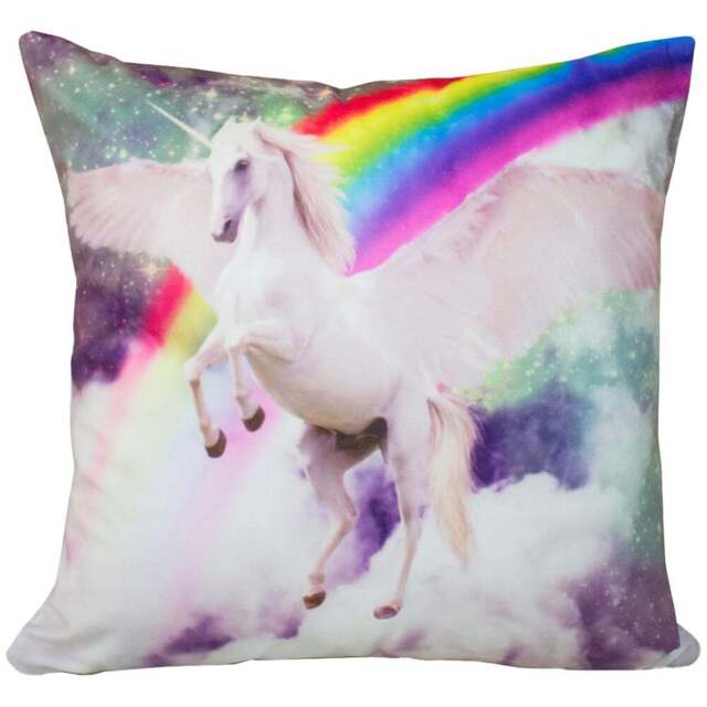 Velosso Flying Unicorn Rainbow Filled Cushion 43 x 43cm 2 Pack - Multi - Wilko - image 1