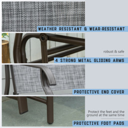 Outsunny 2 Seater Metal Rocking Bench Table - Grey - Wilko - thumbnail 6