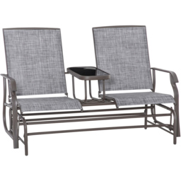 Outsunny 2 Seater Metal Rocking Bench Table - Grey - Wilko - thumbnail 3