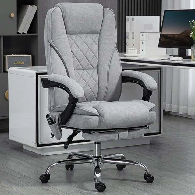 Vinsetto Grey Heated Reclining Massage Office Chair - Size: 119 x 67 x 72cm - Wilko