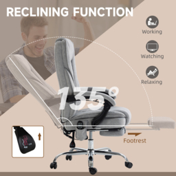 Vinsetto Grey Heated Reclining Massage Office Chair - Size: 119 x 67 x 72cm - Wilko - thumbnail 7