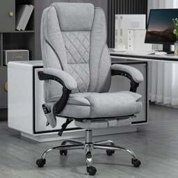 Vinsetto Grey Heated Reclining Massage Office Chair - Size: 119 x 67 x 72cm - Wilko