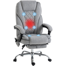 Vinsetto Grey Heated Reclining Massage Office Chair - Size: 119 x 67 x 72cm - Wilko - thumbnail 3