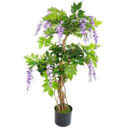 Leaf Purple Wisteria Artificial Tree in Pot 110cm - Size: 110 x 70 x 70cm - Green - Wilko