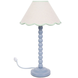 ValueLights Bobbins Green Scallop Shade Powder Blue LED Table Lamp - Size: 45 x 27 x 27cm - Wilko