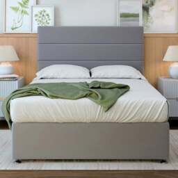 Bedmaster King Size Silver Plush Velvet Divan Base with Milan Headboard - Wilko