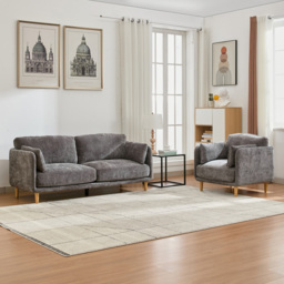Furniture One 4 Seater Luxury Mid Century Sofa Set - Grey - Wilko - thumbnail 1