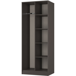 Crowndale Hong Kong 5 Shelf Slatt Effect and Graphite Tall Open Wardrobe Ready Assembled - Size: 197 x 77 x 53cm - Slatt Effect & Graphite - Wilko - thumbnail 5