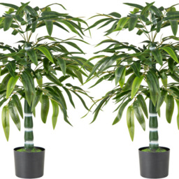 Costway Plastic Nursery Pot Artificial Bamboo Tree Set of 2 - Size: 15 x 12.5 x 100cm - Green - Wilko - thumbnail 4