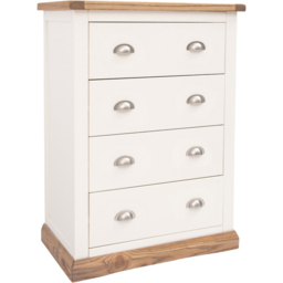 Cabinet Bits Tropea 4 Drawer Off White Chrome Cup Handle Chest of Drawers - Wilko - thumbnail 4
