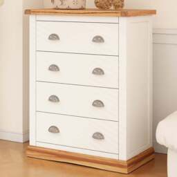 Cabinet Bits Tropea 4 Drawer Off White Chrome Cup Handle Chest of Drawers - Wilko