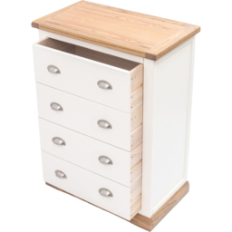 Cabinet Bits Tropea 4 Drawer Off White Chrome Cup Handle Chest of Drawers - Wilko - thumbnail 6