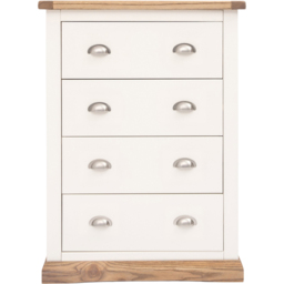 Cabinet Bits Tropea 4 Drawer Off White Chrome Cup Handle Chest of Drawers - Wilko - thumbnail 3