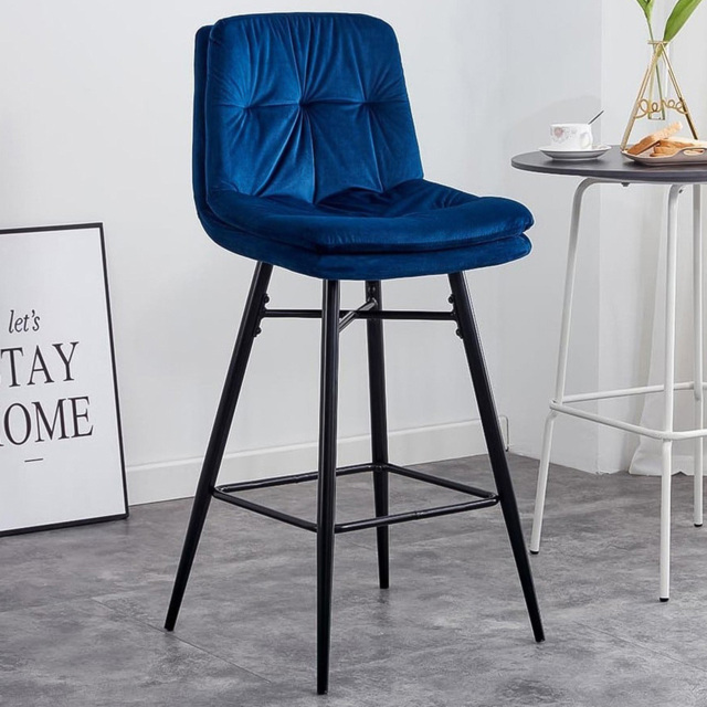 Florence Navy Bar Stool - Size: Single - Blue - Wilko