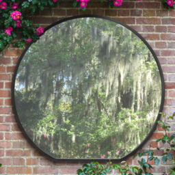 MirrorOutlet The Circulus Black Flat Bottom Circular Outdoor Garden Wall Mirror 126 x 120cm - Size: 120 x 126 x 3cm - Wilko - thumbnail 3