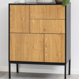 Florence Seaford 3 Door 2 Drawer Black and Oak Sideboard - Furniture To Go - Wilko