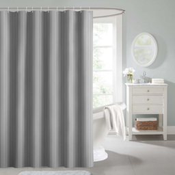 Intimates Grey Stripe Shower Curtain - Wilko - thumbnail 1