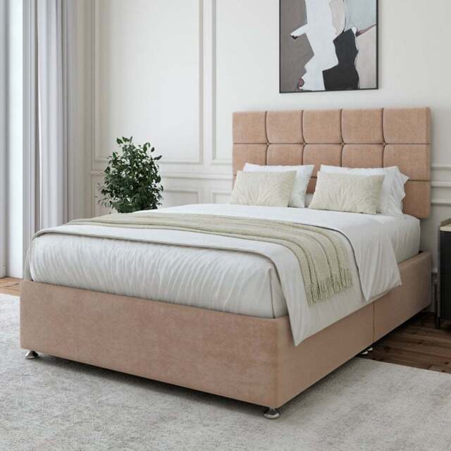 Bedmaster Double Mink Naples Velvet Divan Base with Pearl Headboard - Brown - Wilko - image 1