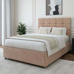 Bedmaster Double Mink Naples Velvet Divan Base with Pearl Headboard - Brown - Wilko