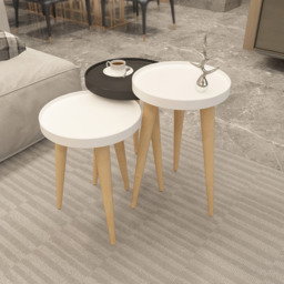 Decorotika Piscina White and Anthracite Nest of Coffee Tables Set of 3 - Size: 56 x 34.5 x 34.5cm - Multi - Wilko - thumbnail 4